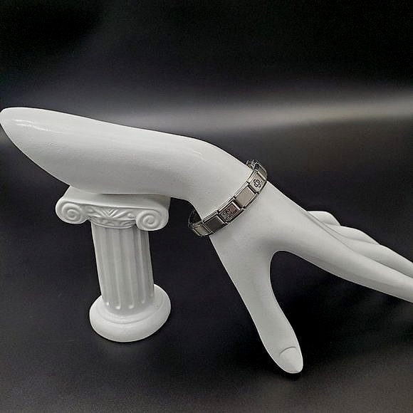 OTCuff Reflections Shiney & Matte Silver Toned Stretchy Expandable Bracelet - Picture 1 of 7